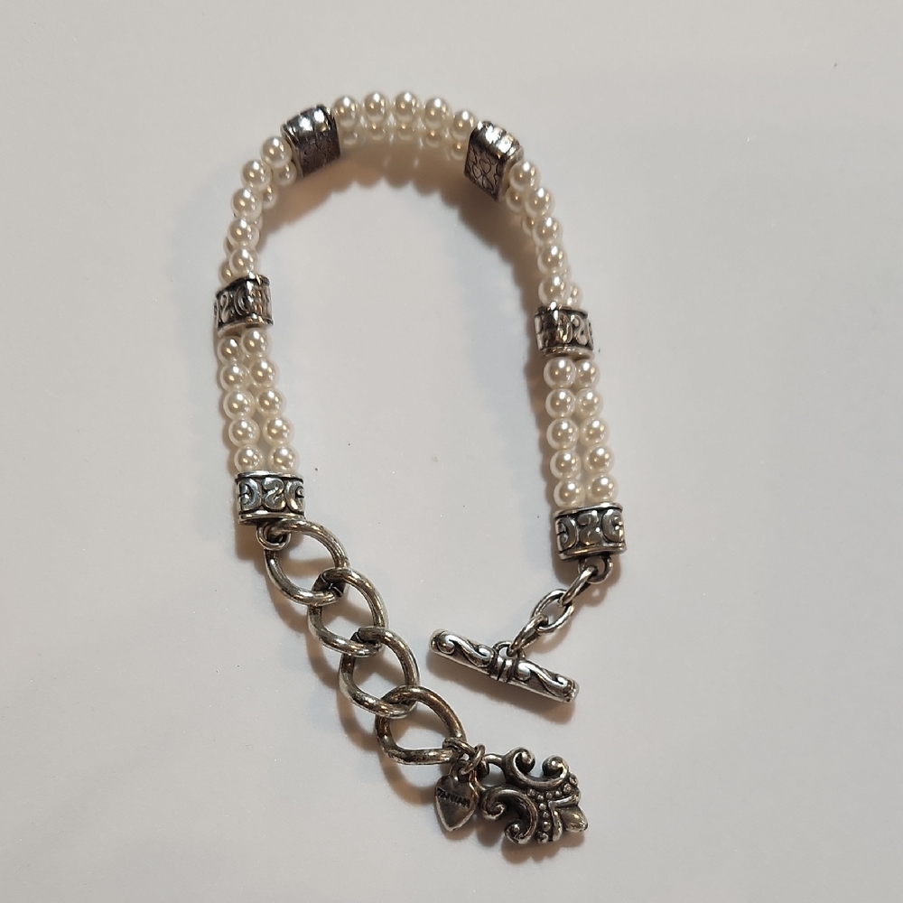 Brighton Silver and Cream Pearl Bracelet